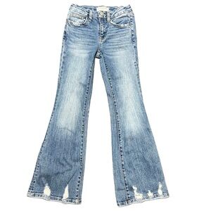 Flying Monkey Youth Mid Rise Distressed Flare Jeans Size 10